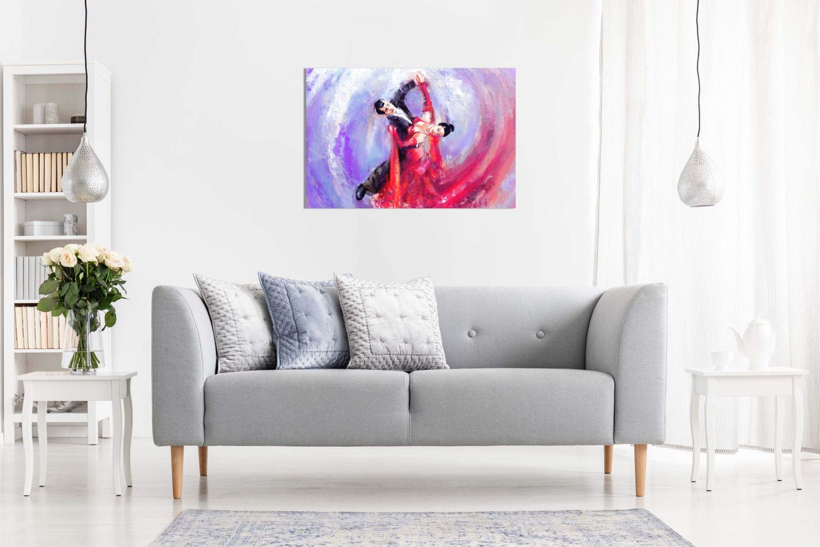 Panther Print Stampe artistiche su tela artistica con motivo ballerina, danza d'ombra alla finestra, per pareti domestiche, camera da letto, soggiorno