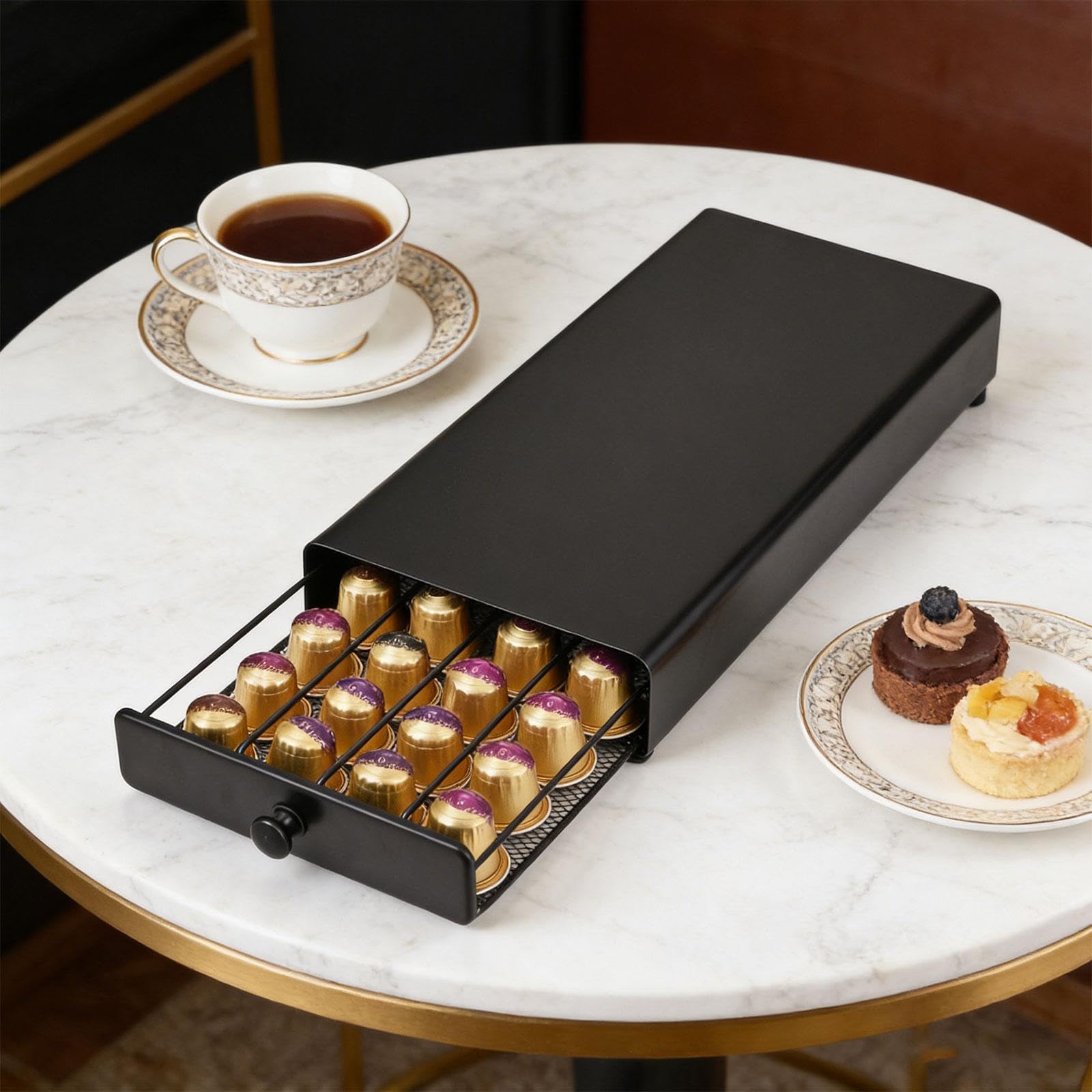 Baoblaze Cassetto per cialde di caffè da banco, Contenitore Antipolvere con Ripiani in Rete, Vassoio Porta cialde di caffè di Grande capacità per Ufficio e
