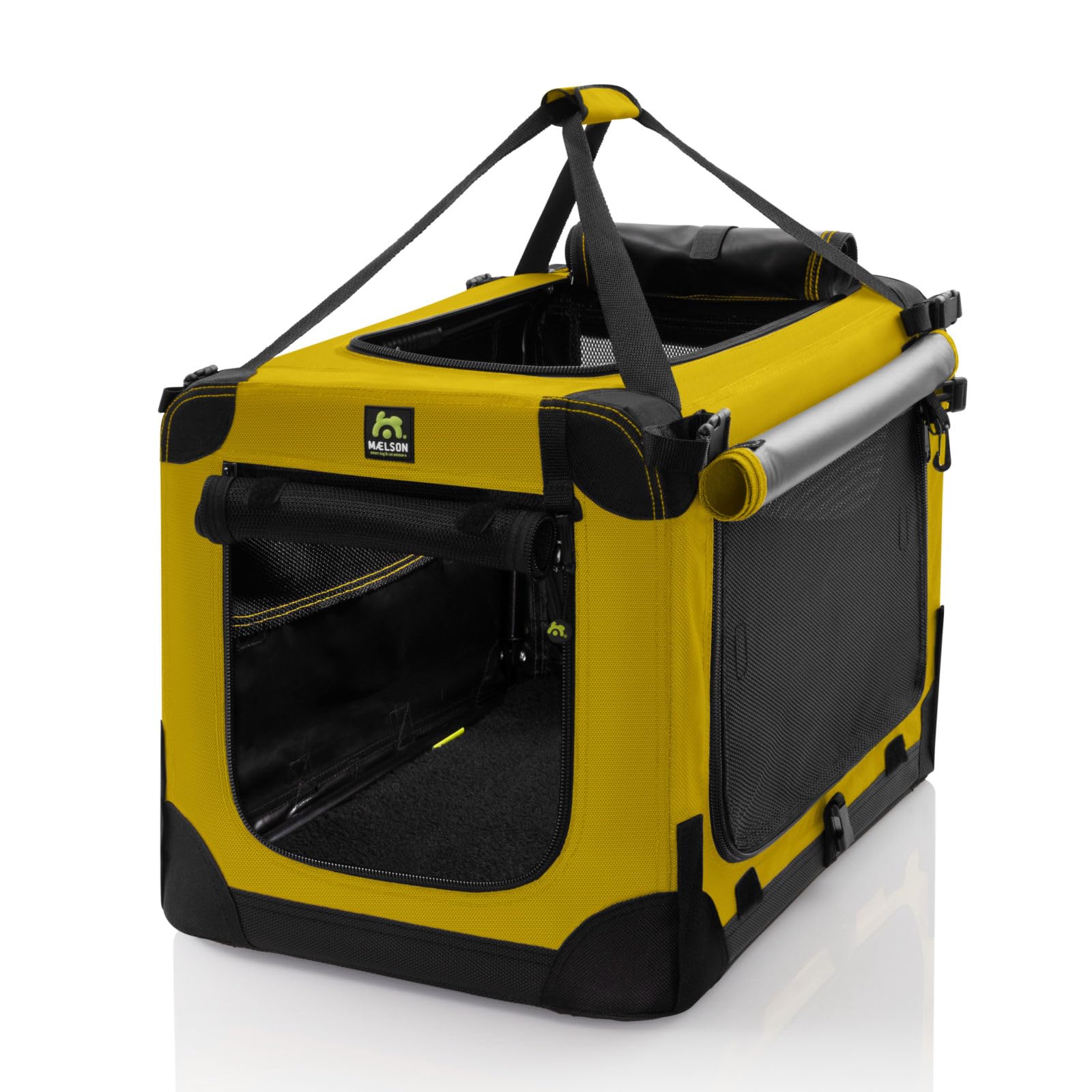 Maelson Soft Kennel Safran Gelb 62 cm + Lounge Mat - Transportbox mit Matratze für Hunde