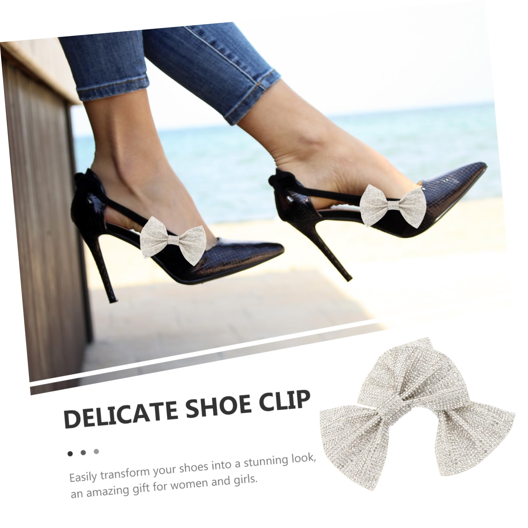 PACKOVE Fiore Scarpa Fiocco Fibbie Per Scarpe Con Fiocco Fibbie Fermascarpe Fermaglio Per Scarpe Con Fiocco Clip Scintillanti Nozze Fermagli Per Scarpe Decorativi Silver Lega
