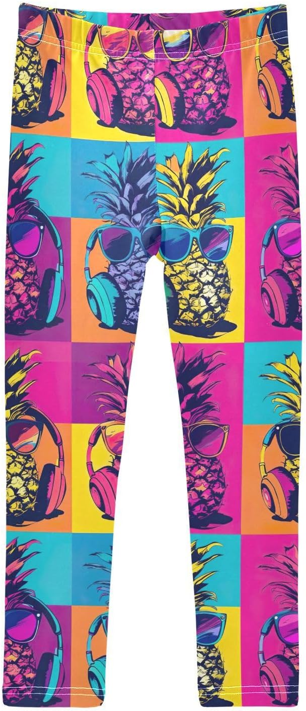 GAIREG Girls Printed Yoga Pants Neon Pineapple