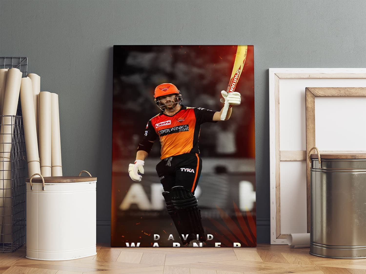 VERRE ART Printed Framed Canvas Painting for Home Decor Office Wall Studio Wall Living Room Decoration (14x22inch Wrapped) - David Warner Sunrises Hyderabad Poster