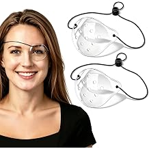 Eye Patches for Adults,2 Pcs Medical Eye Patches for Amblyopia Lazy Eye Patches for Left or Right Eyes,Black 3D Adjustable Eyepatch Transparent