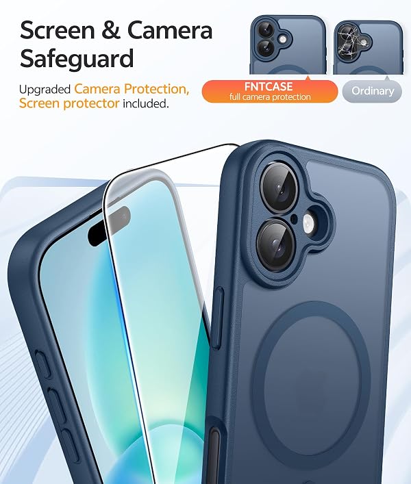 FNTCASE for iPhone 16 Case, Fit for Magsafe, Screen Protector, Blue by FNTCASE - Used condition - Image 4