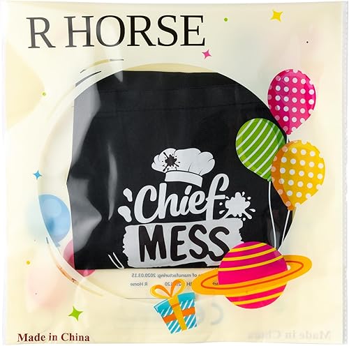 Miniatura 116 de R HORSE Juego de 2 delantales para niños y sombrero de chef, delantal de cocina azul ajustable para niños, kit de pintura y entrenamiento
