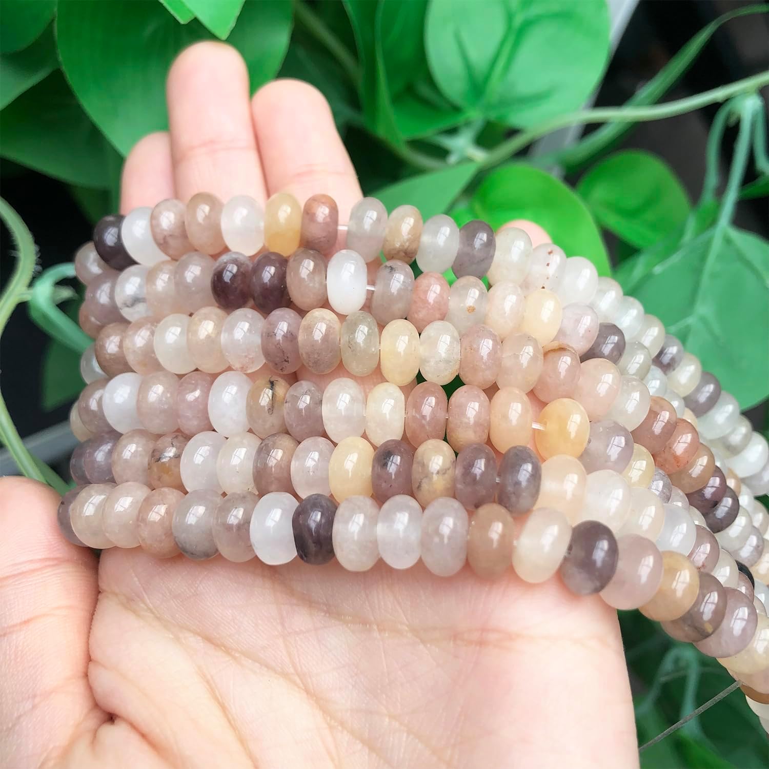 Songxi 5x8mm Pink Aventurine Rondelle Beads, 75PCS Spacer Round Loose Abacus Beads for Jewelry Making, Gemstone for Bracelet Necklace Earrings, Arts and Crafts - Image 4