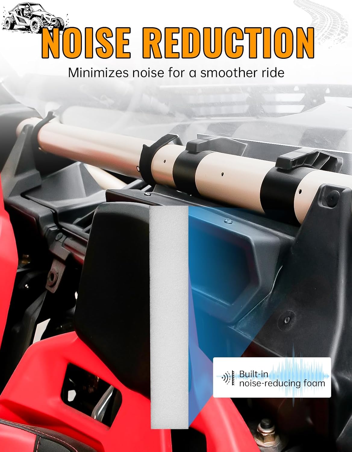 UTV Noise Reduction Kit for Can-Am Maverick X3/X3 Max Turbo R/RR 2017-2025, Air Clutch Intake Relocation Accessory with Air Filter and Exhaust Compatibility