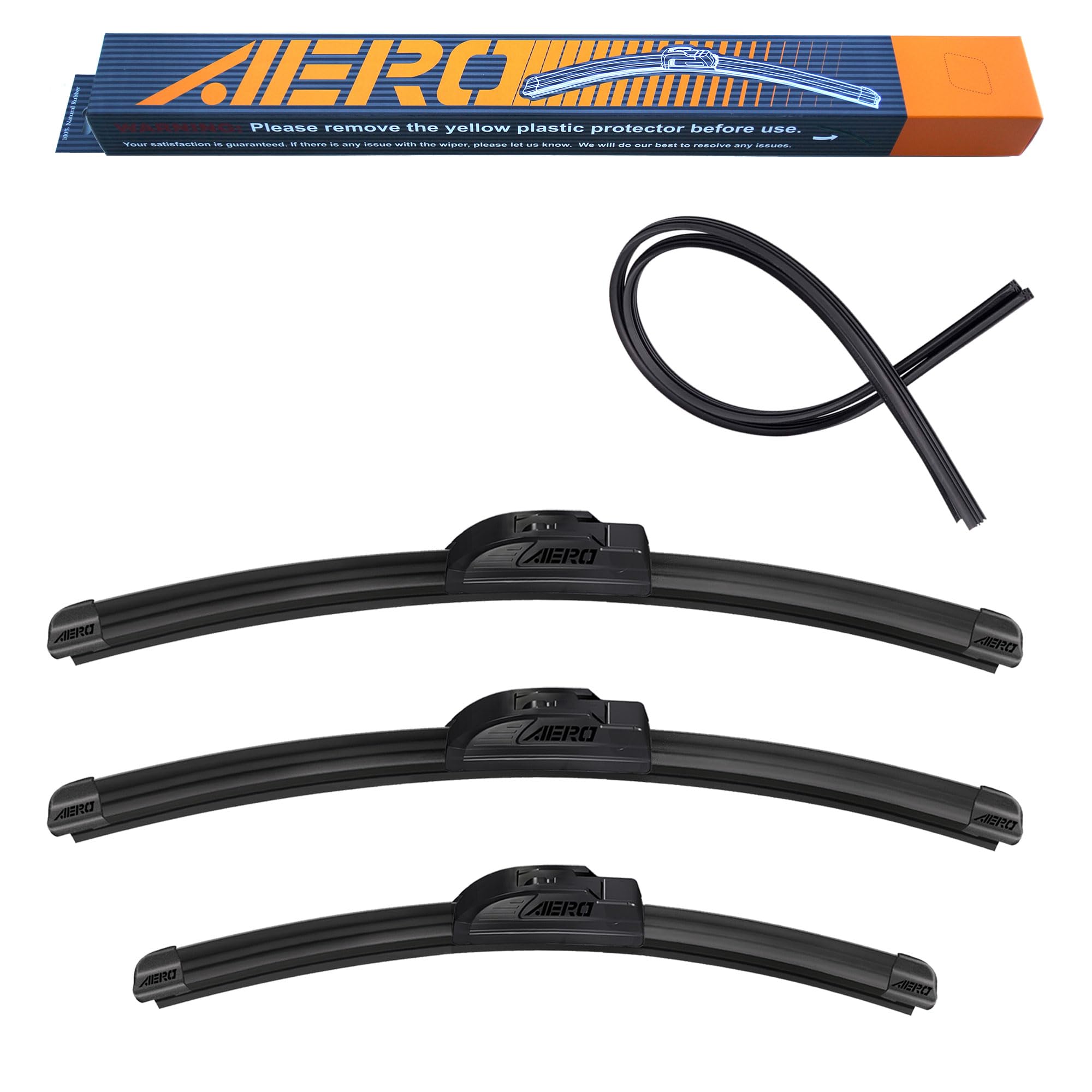 AERO Wipers Replacement for Honda Odyssey 2004 2003 2002 2001 2000 1999, 24"+21" Front + 17" Rear, Premium All-Season Windshield Wiper Blades with Extra Squeegee Refills + 1-Year Warranty (Set of 3)