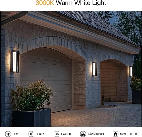 Miniatura 2 de Luces solares de pared de 20.5 pulgadas para exteriores, impermeables, modernas luces de porche, 3000 K, apliques solares de pared para exteriores,