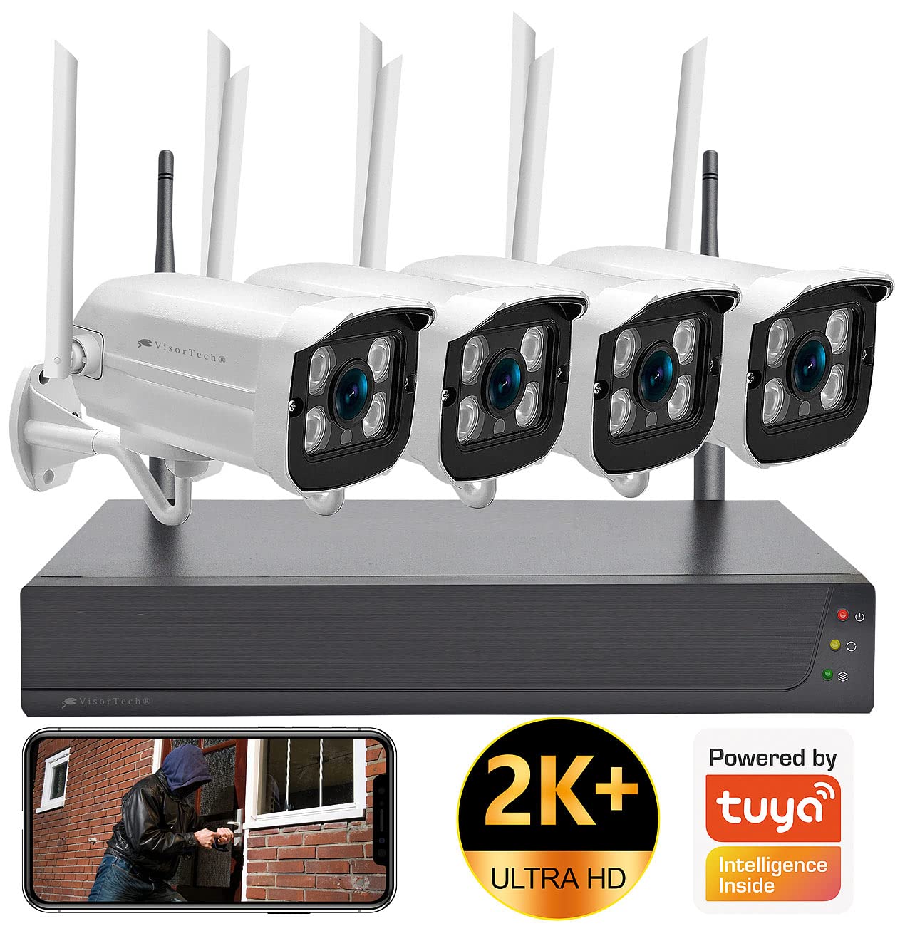 VisorTech Bezprzewodowy system monitoringu z rejestratorem HDD i 4 kamerami IP 2K+ DSC-800.app