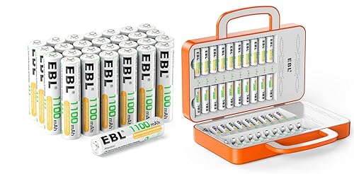 EBL Cargador de batería de 40 ranuras con pilas recargables AAA 1100mAh 28 cuentas