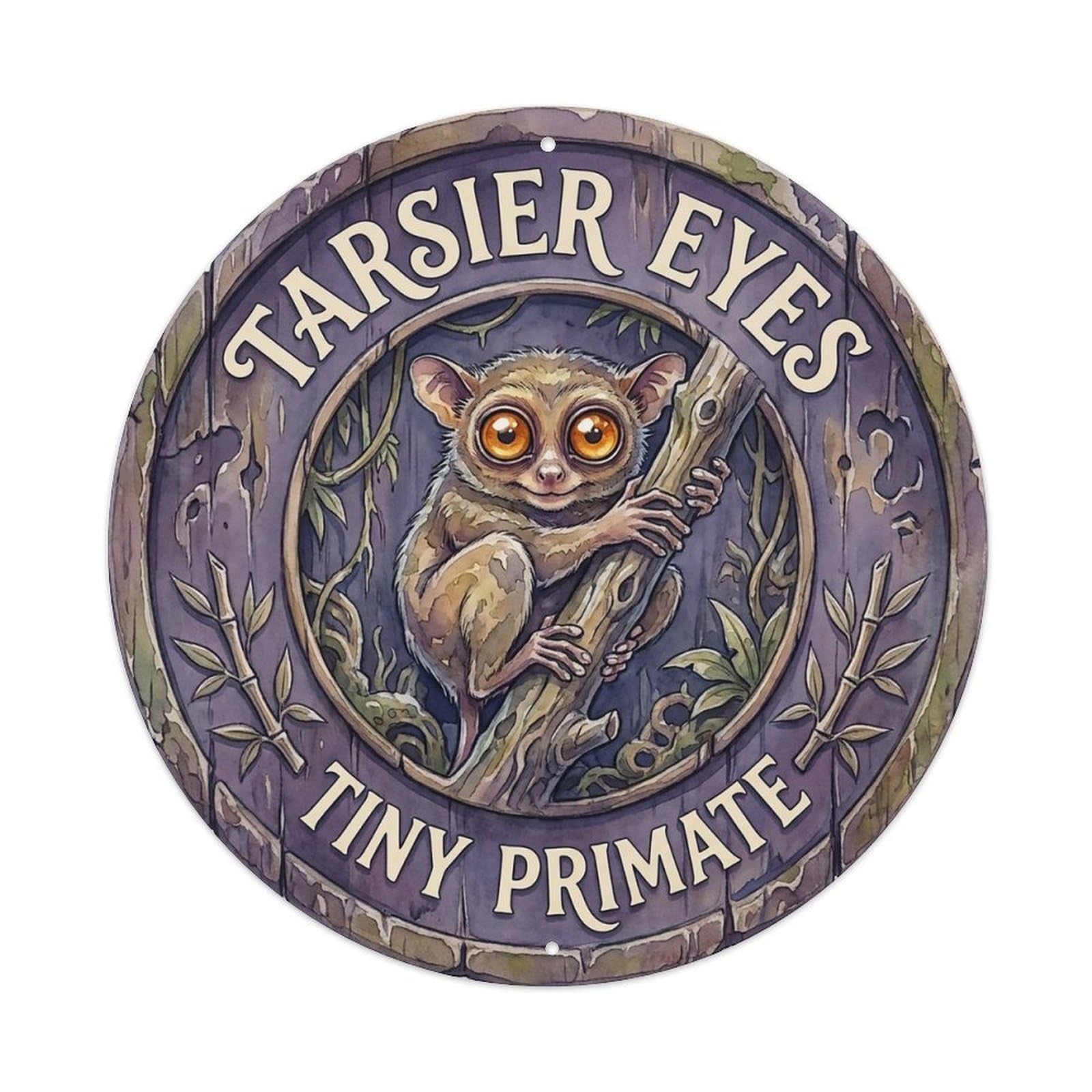 Cxhjca 8X8inch(20X20cm) Tarsier Eyes Tiny Primate Metal Tin Sign