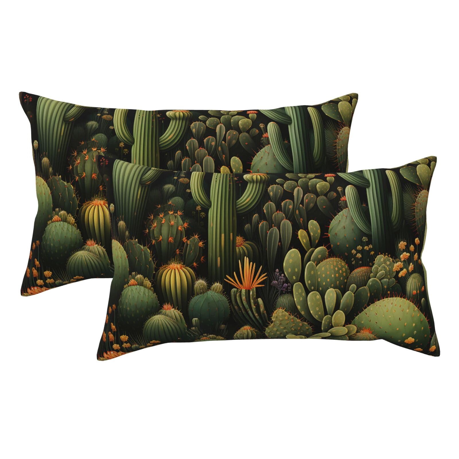 Taies d'oreiller cactus pour très grand lit 50x90 cm lot de 2 avec fermeture éclair