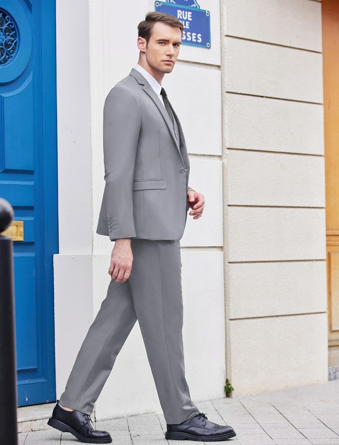 COOFANDY Men's 3 Piece Wedding Suit Set One Button Slim Fit Jacket Blazer Vest Pants Set Groom Prom Tuxedo Suits - Image 4