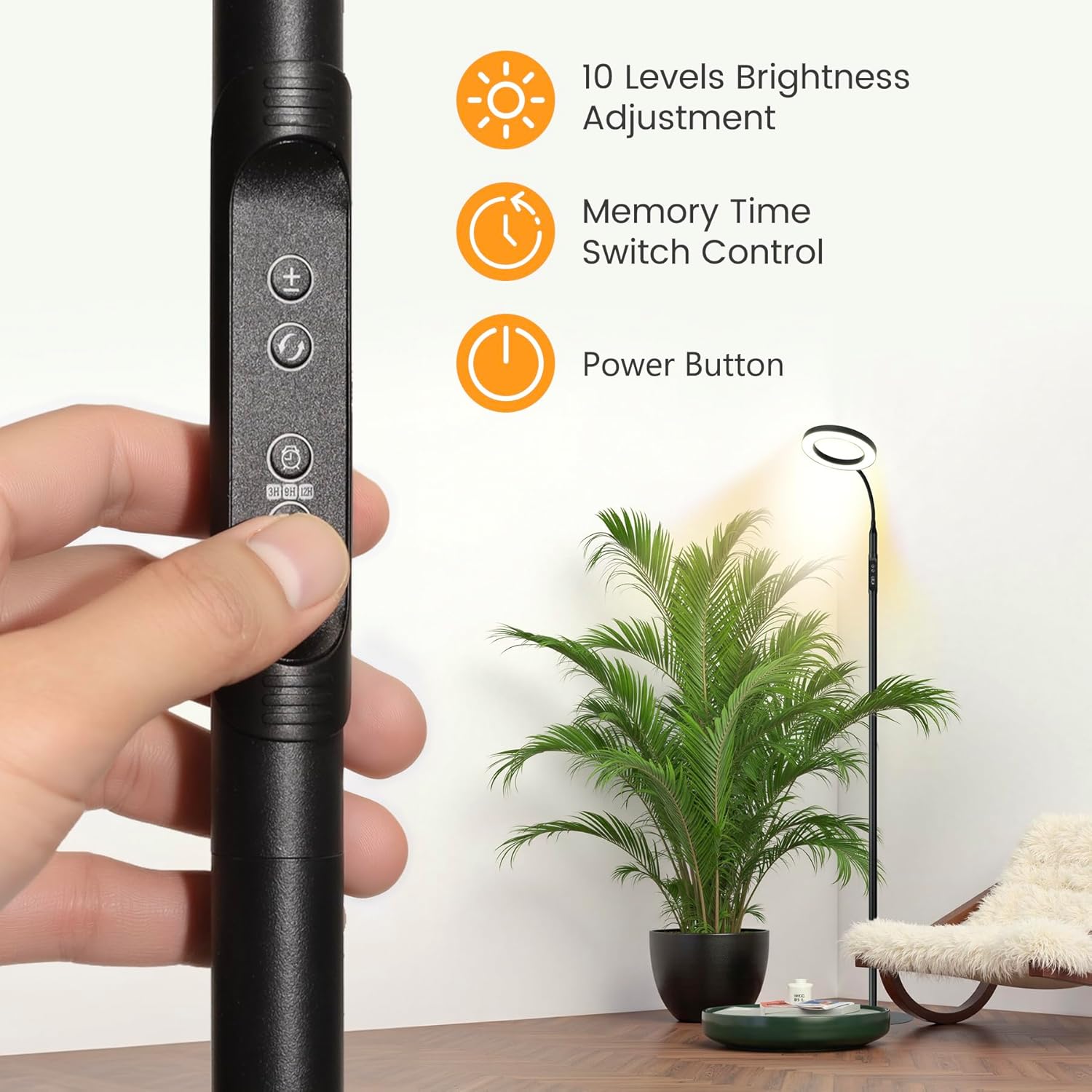 20W Indoor Plant Grow Light with Embedded Controller, Red Blue Warm Full Spectrum 95 LED Bulbs, Adjustable Height,Auto Timer,Dimmable Halo Growing Stand Lmap for Tall Large Small Plant Growth