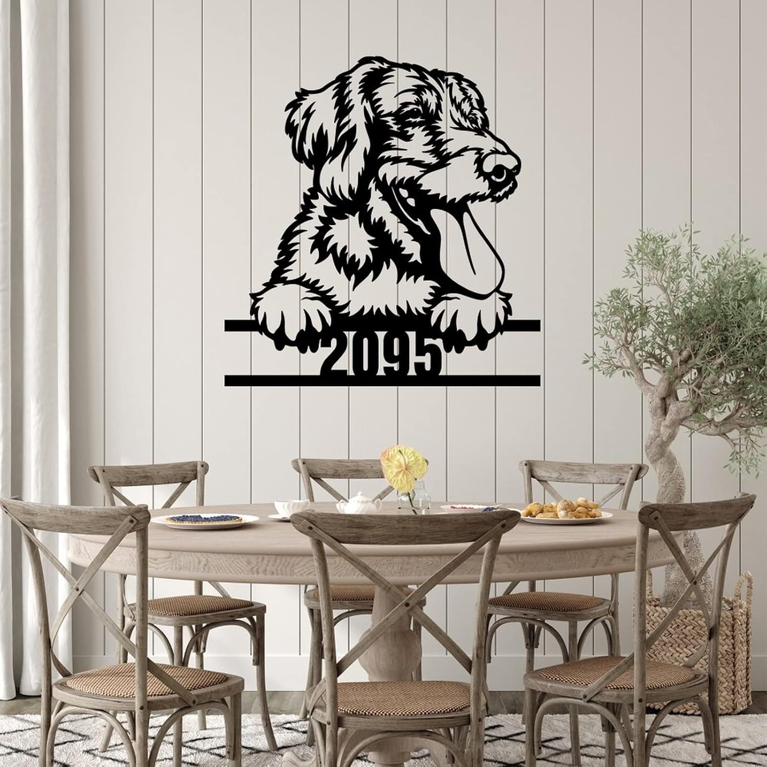 Funlucy Gift for Dog Owner Address Sign Personalized House Number Plaque Dog Portrait Metal Sign Dog House Decor Animal Lover Sign Pet Wall Art Personalized Metal Signs Housewarming Gifts 18in