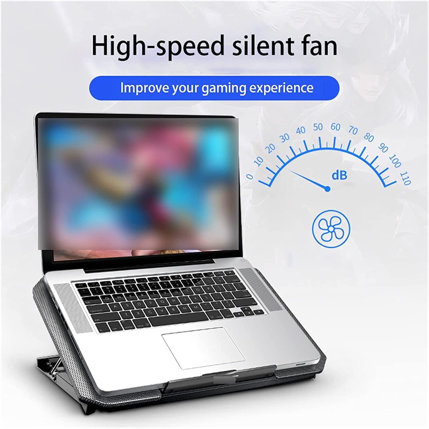 Podstawka Chłodząca Stabilny Podkładki Chłodzące Do Laptopa Notebooków 12-16 Cali Cicha Chłodzenie Gier Regulowana Prędkość Wiatru Cichy Biurko(Black)