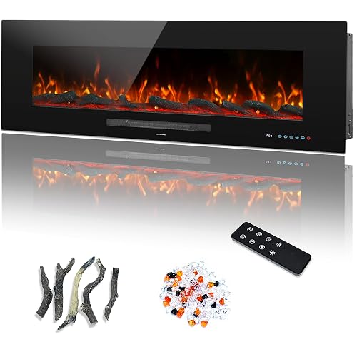 50" Electric Fireplace, Recessed & Wall Mounted Fireplace Heater 13