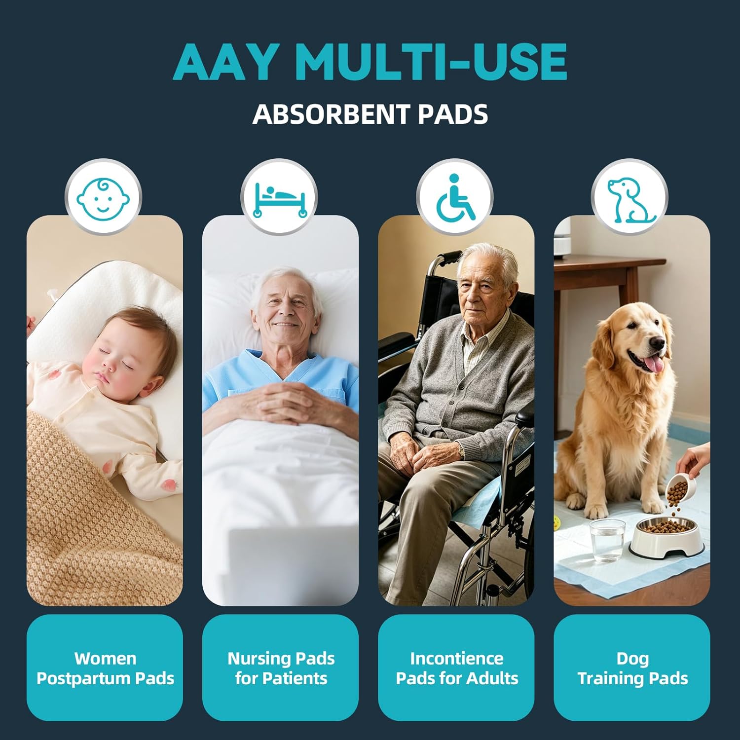 AAY 50 Count Extra Large Disposable Underpads for Incontinence, 40"x36" Super Absorbent Leak-Proof Bed Pads for Adults, Elderly, Kids, Pee Pads, Chucks Pads, Furniture & Surface Protection Pad