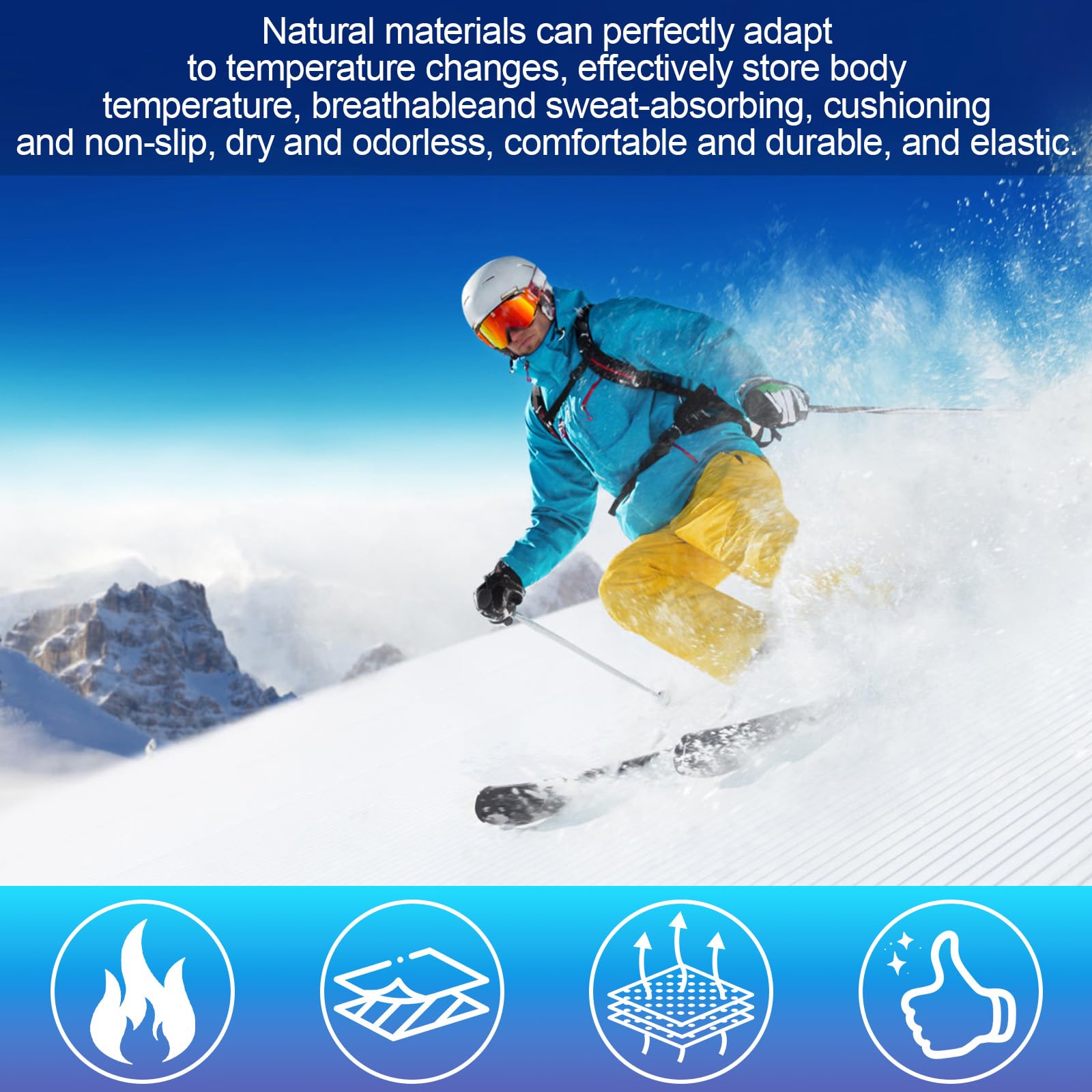 Calcetines de Esquí de Lana Merino Unisex para Hombre & Mujer Calcetines de Esquí Térmicos de Lana Merino Calcetines para La Nieve Calcetines Ski para Snowboard y Deportes Al Aire Libre
