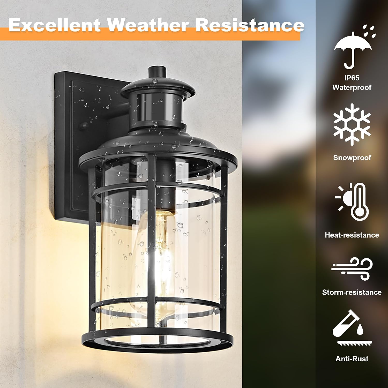 OKELI Motion Sensor Outdoor Wall Lights-Dusk to Dawn Porch Light,Black Outdoor Lights Fixture,3 Lighting Modes Waterproof Anti-Rust Outdoor Lights for House Porch Garage (2 Pack