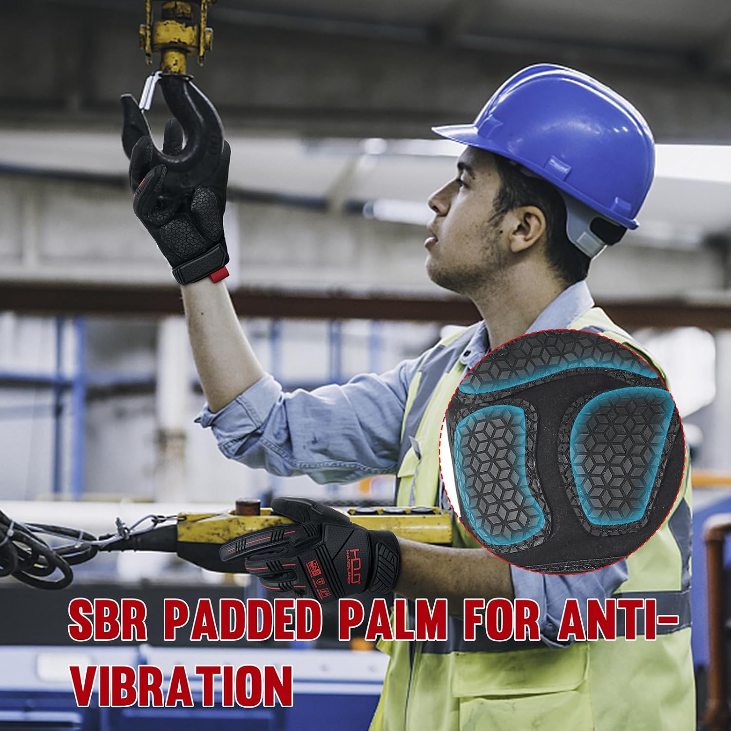 Anti Vibration Work Gloves Men TPR Impact Reducing Mechanic Gloves SBR Fingers & Palm Padded Safety Work Gloves - Image 5