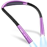 Book Light, Rechargeable Neck Light for Reading - 4-Color&5-Brightness,Bendable Arms,30-min Timer,80+ Hrs Runtime,Neck Curve Fit Ergonomic Design, Comfortable for Repairing etc-Dark Purple