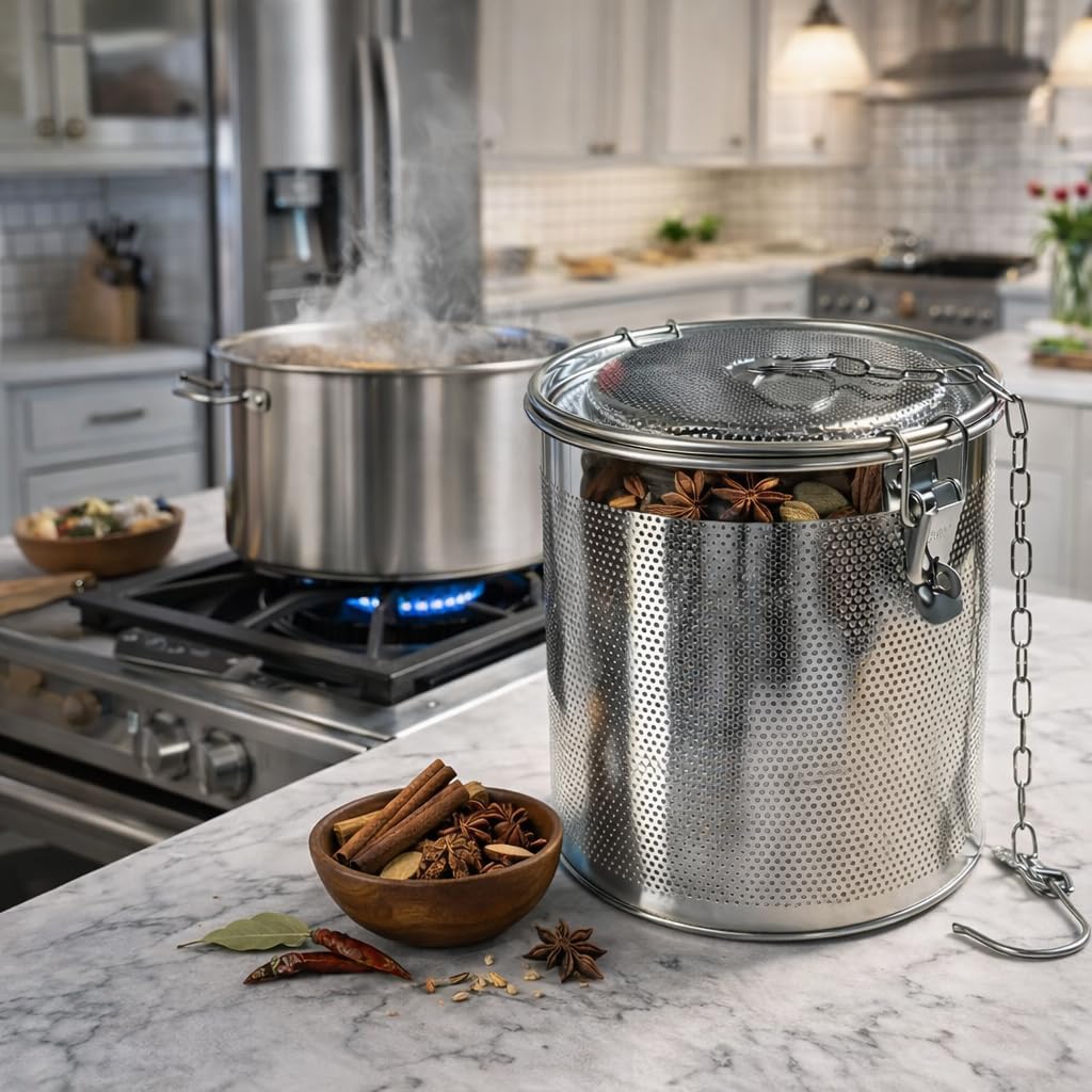Small Stainless Steel Seasoning Strainer with Extended Chain | Multi-Mesh Filter for Tea & Cooking Seasonings image 3