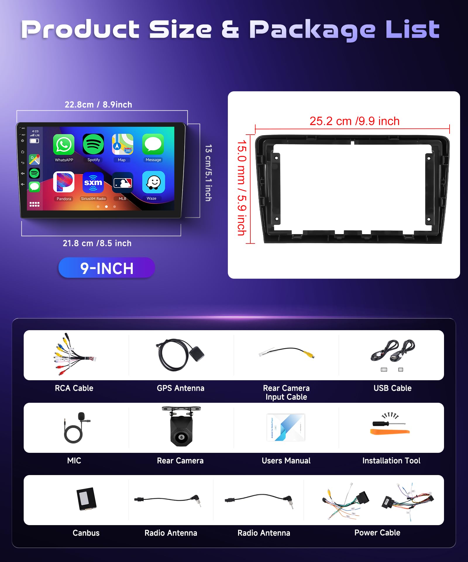 4G 64G VECHTEL 9" Radio para Seat Ibiza 2016-2017 Carplay Android Auto,Android 15,DSP EQ,Bluetooth WiFi GPS,RDS/FM Radio con cámara de visión Trasera AHD