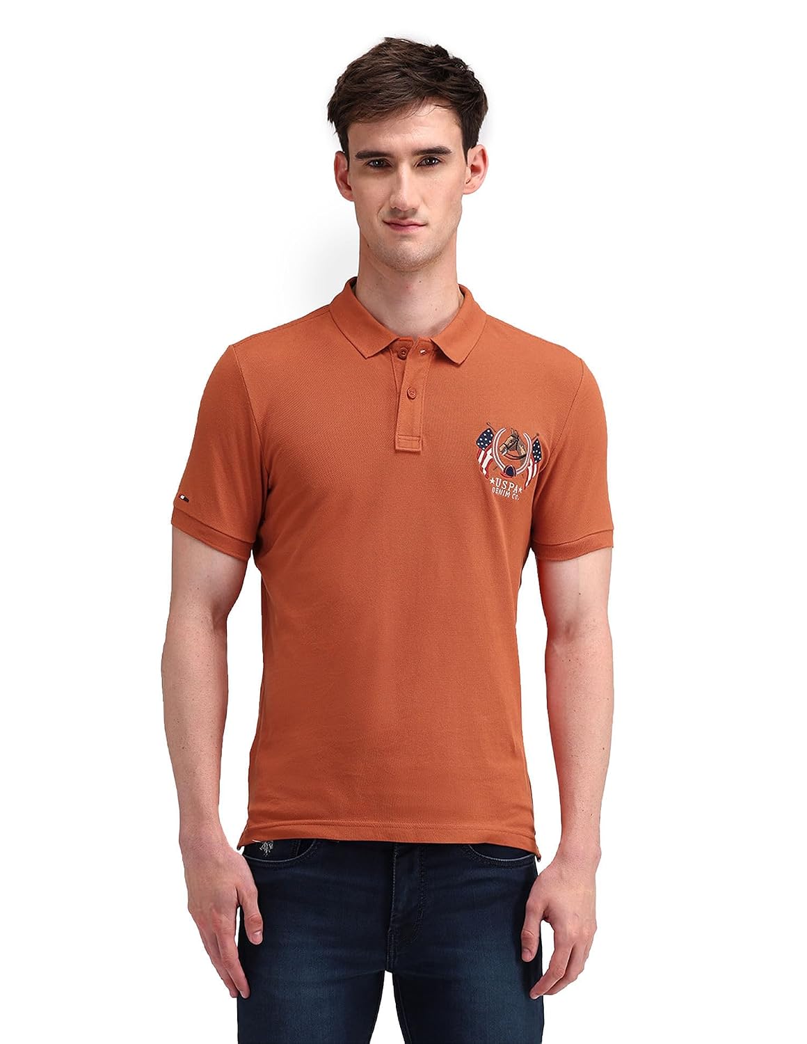 US POLO ASS. Men's Rust Solid Collared Neck Half Sleeve Casual Cotton Regular 1605 Polo Shirts (UDTSHC0063_Rust_3XL) - Review, Price and Buying Guide