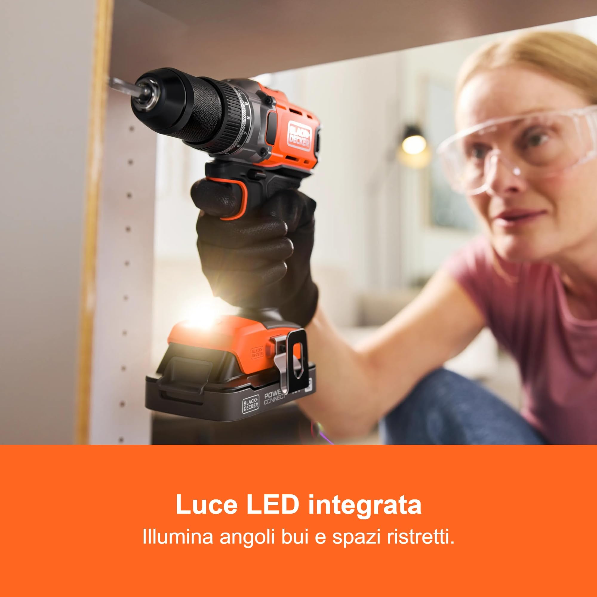 BLACK+DECKER Trapano Avvitatore Senza Fili 18V, Coppia Massima 45Nm, 2 Impostazioni di Velocità, Mandrino Autoserrante e Luce LED, BCD382XN-XJ | Coppia Massima 45Nm, 2 Impostazioni di Velocità, Mandrino Autoserrante e Luce LED