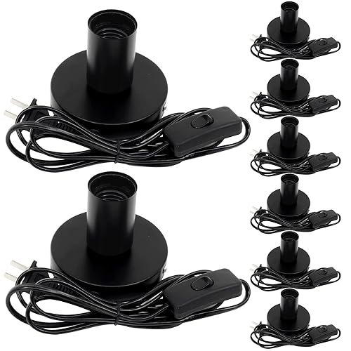 Miniatura 1 de Base de lámpara E26 E27 enchufe de bombilla de tornillo con cable base de bombilla de metal con interruptor de encendidoapagado