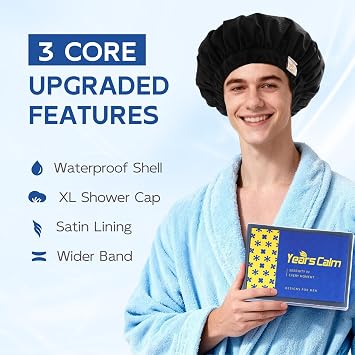 Years calm Satin Lined Shower Cap for Men Waterproof Reusable Camouflage
