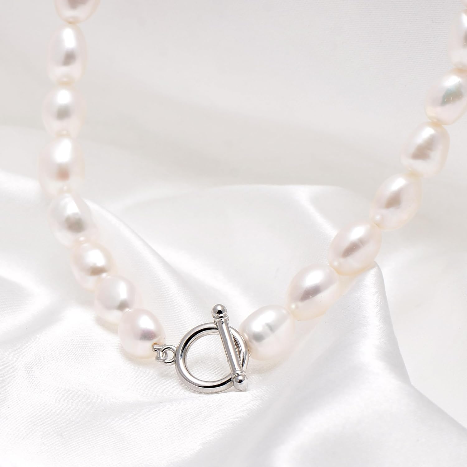 8-9 MM Freshwater Cultured Baroque Pearl Necklace for Women, Princess Necklace 18 Inches