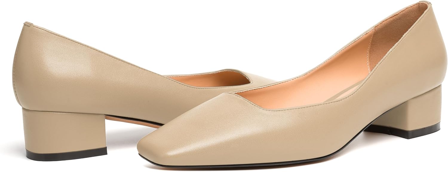 JUSTDANNI Womens Slip On Dress Stylish Wedding Square Toe Matte Block Low Heel Pumps Shoes 1.5 Inch - Image 6