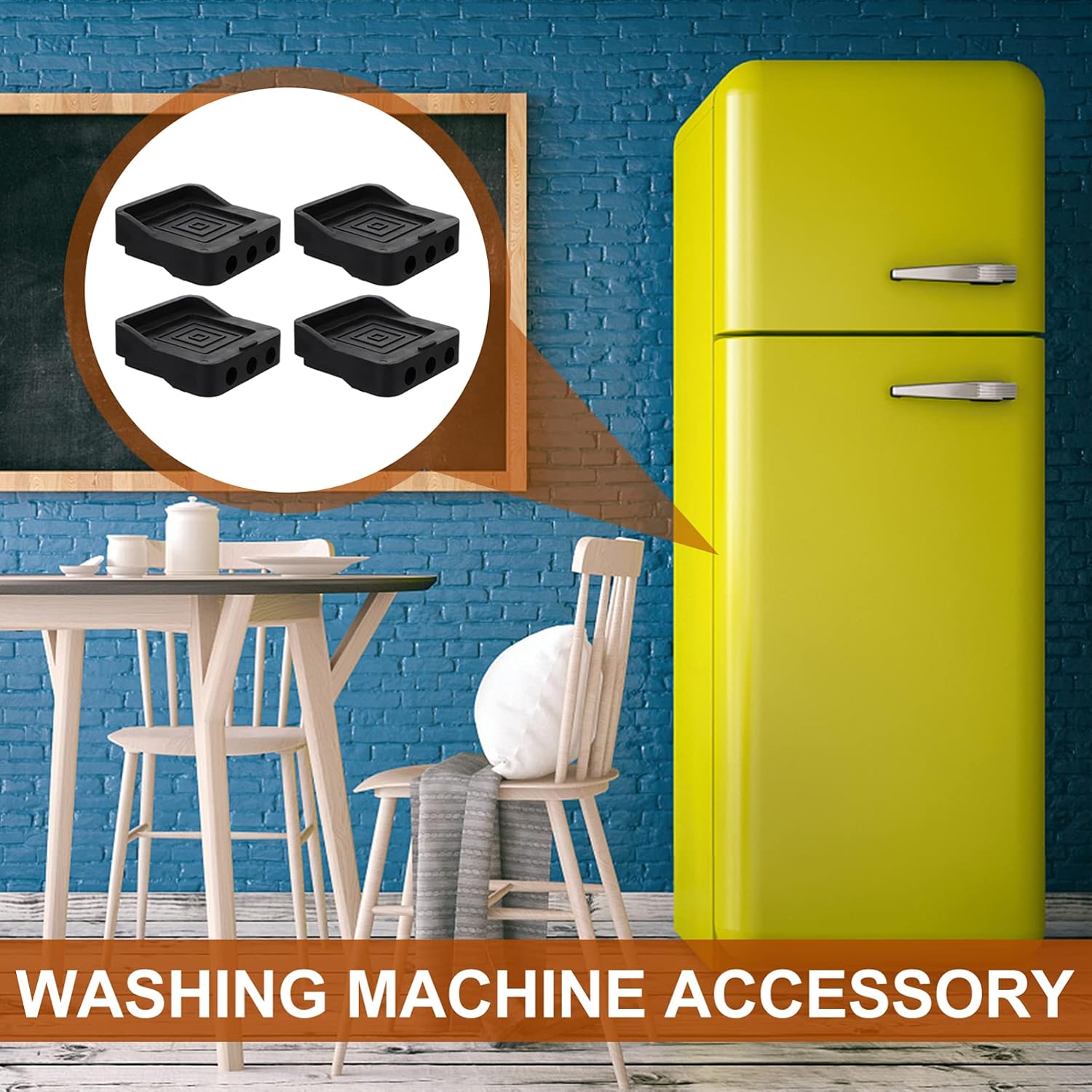 LIFKOME 8PCS Anti-Skid Furniture Vibration Absorption Pads for Fridge and Washing Machine Heightening Rubber Feet Universal Non-Slip Stabilizers Noise Dampening Accessories