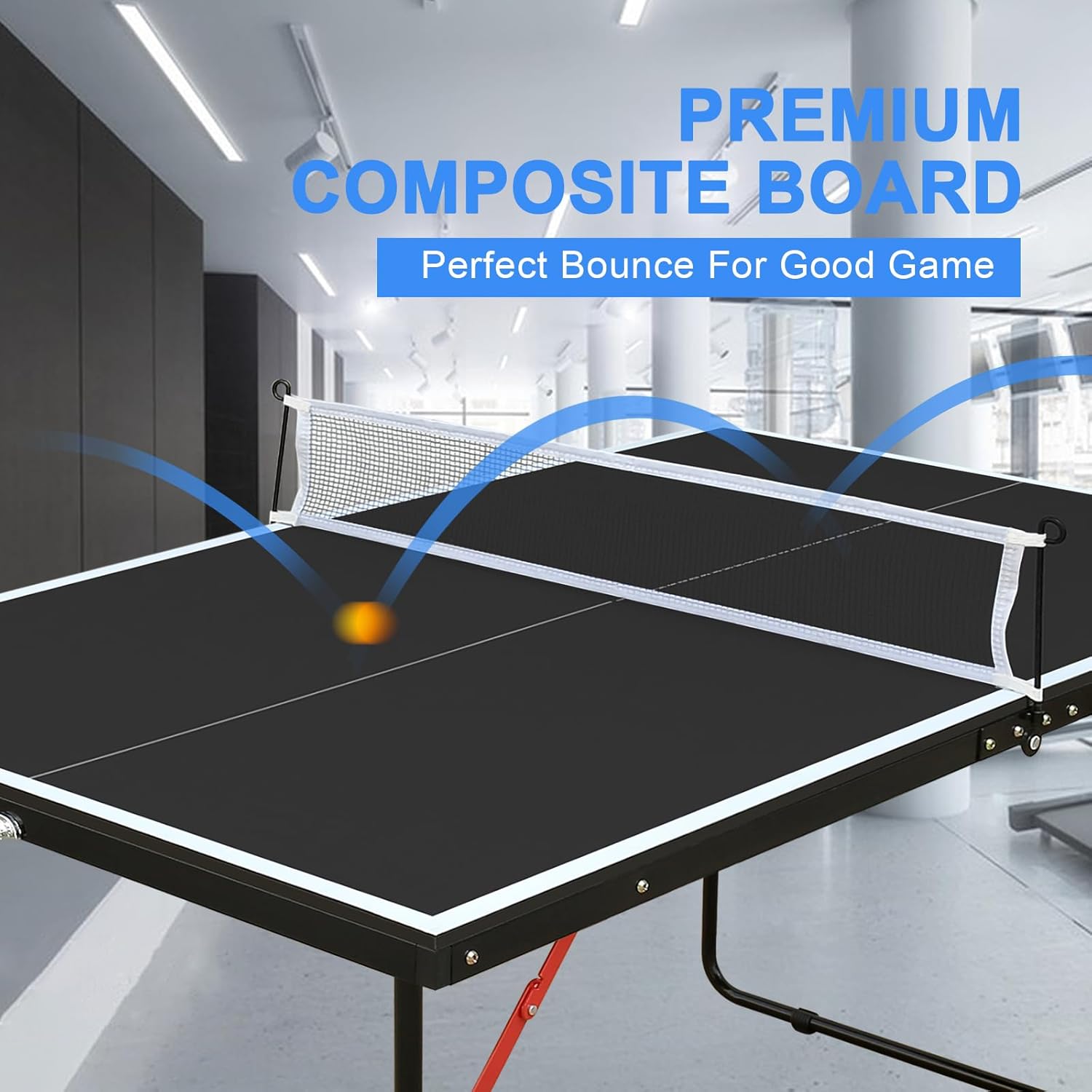4.5x2.5Ft Foldable Ping Pong Table Set,Portable Table Tennis Game Set for Indoor/Outdoor with Net,2 Table Tennis Paddles and 3 Balls