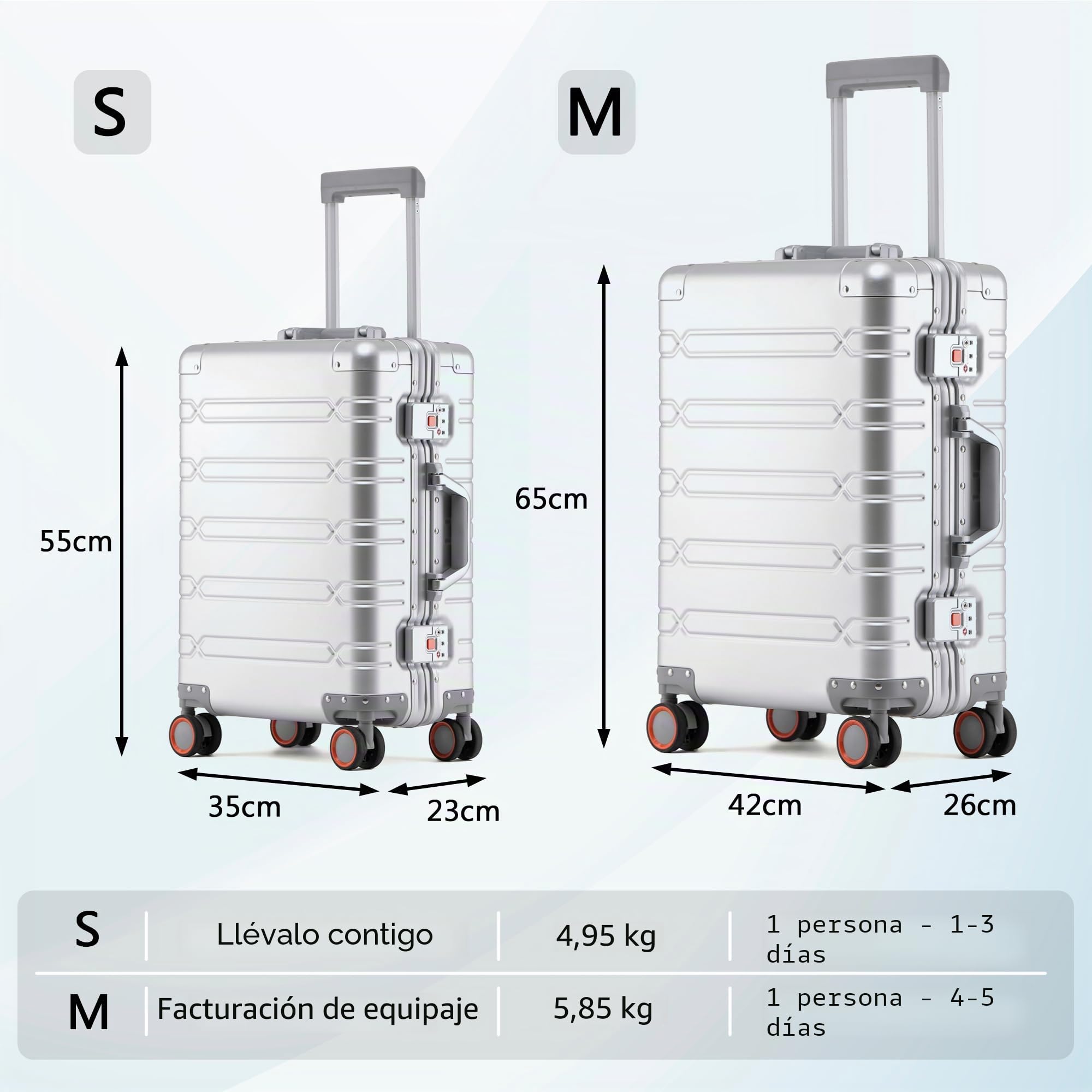 Simcat Maleta de aluminio de estilo clásico y de negocios, Silver, 20 inch, moderno