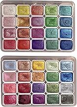 40 Colors Shimmer Metallic and Pearlescent Watercolor Paint Set - Glitter Solid Box for Artists and Painting Lovers