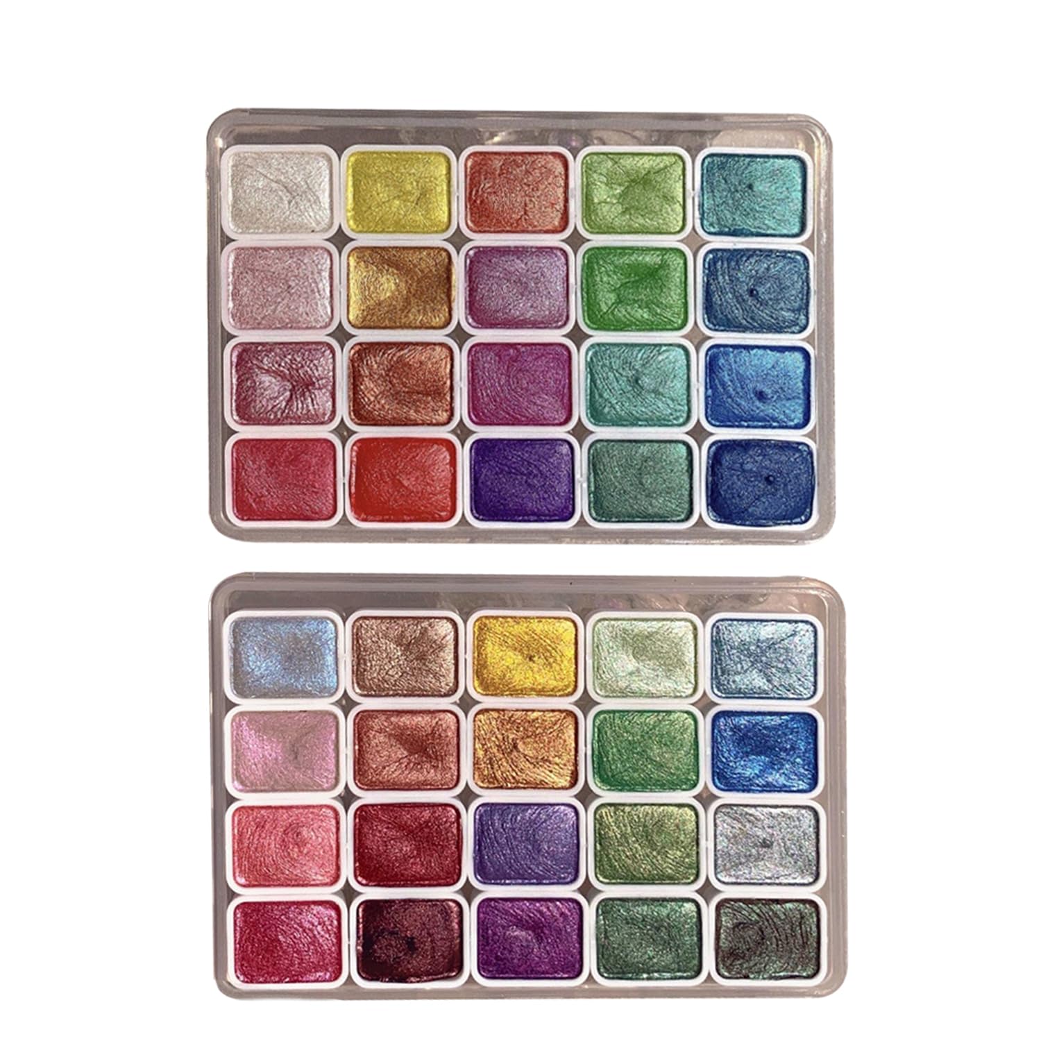 Onperpoe Set di 40 colori ad acquerello metallizzati luccicanti, set di pittura ad acquerello perlescente, scatola di pittura con glitter per artisti e amanti della pittura
