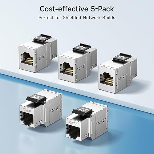 Miniatura 7 de Cable Matters [Listado UL] Paquete de 5 acopladores Keystone Cat 6 blindados de 10 Gbps (conector Keystone Ethernet RJ45 blindado hembra a hembra)