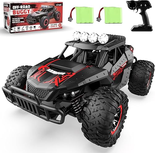 Coche de control remoto 1:16 Camión de control remoto de alta velocidad 15.5 mi/h Todo Terreno Off-Road RC Car 2.4Ghz Monster Truck Dos baterías