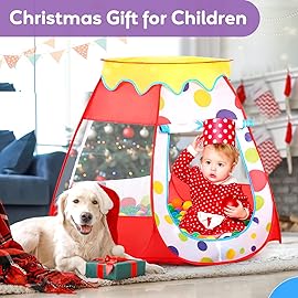 Wilhunter Baby Ball Pit for Toddler with 50 Balls, Kids Pop Up Play Tent for Girls, Princess Toys for Children Indoor & Outdoor Playhouse with Carry Bag (Red: 7 Bright Colors, 109x90cm/50 Balls)