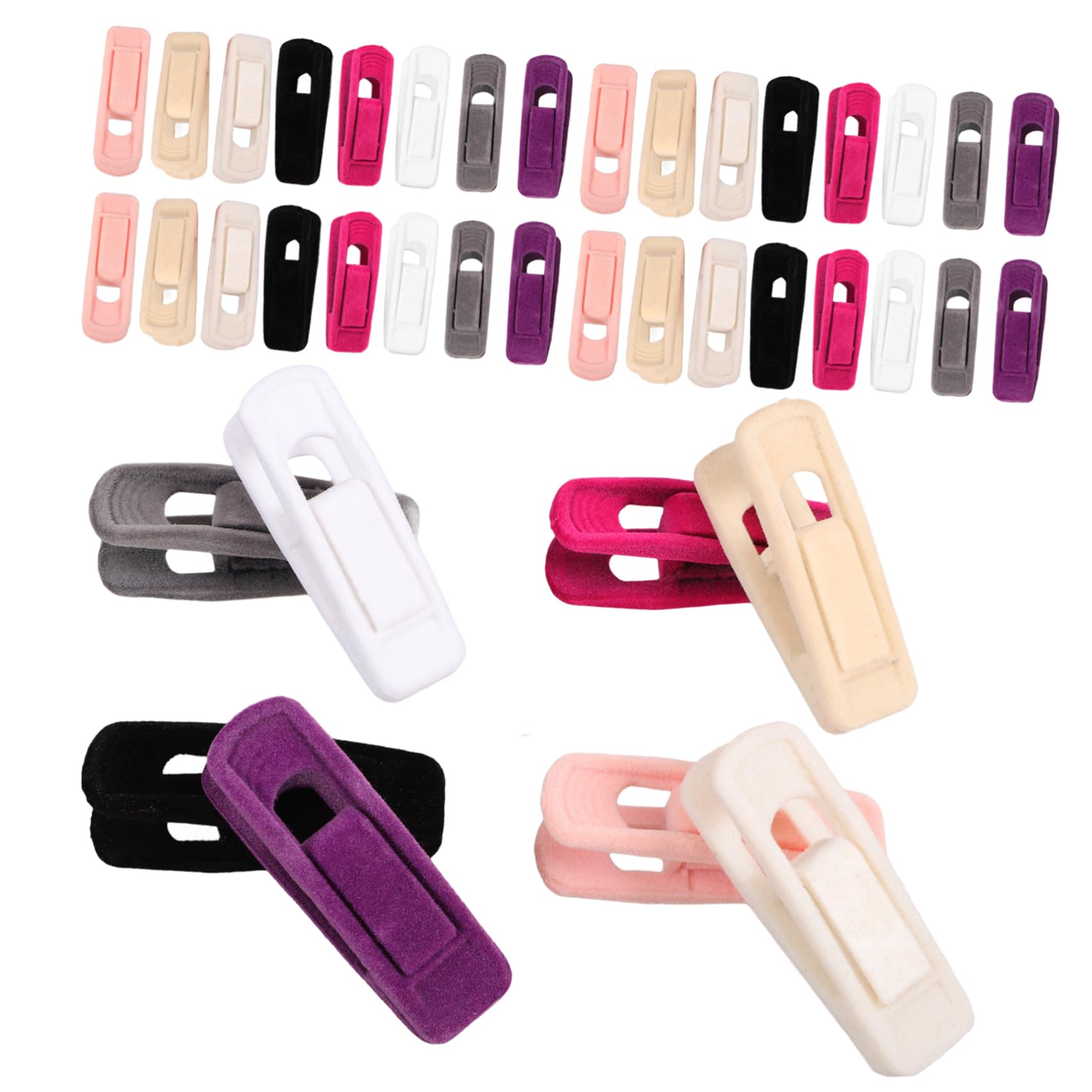Velours Kleiderbügelclips 40 Stück aus Velour für Kleidung | Abs Clip, Rutschfeste Greifhilfe, 7x2, 1x1, 8cm, für Schrank und Garderobe