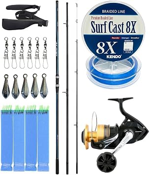 YekOutdoor Professional Fishing Rod Set Shimano Reed Alivio Surf T 425 BX-G 4.25m 225g 3pc&Shimano Makina Socorro 8000 SW