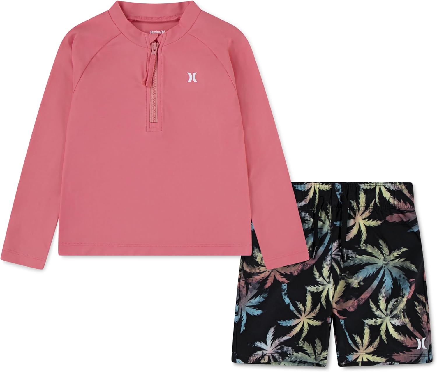 Hurley Unisex Kids Baby and Toddler Boys' Long Sleeve Rash Guard Swim Suit 2-Piece Outfit Set