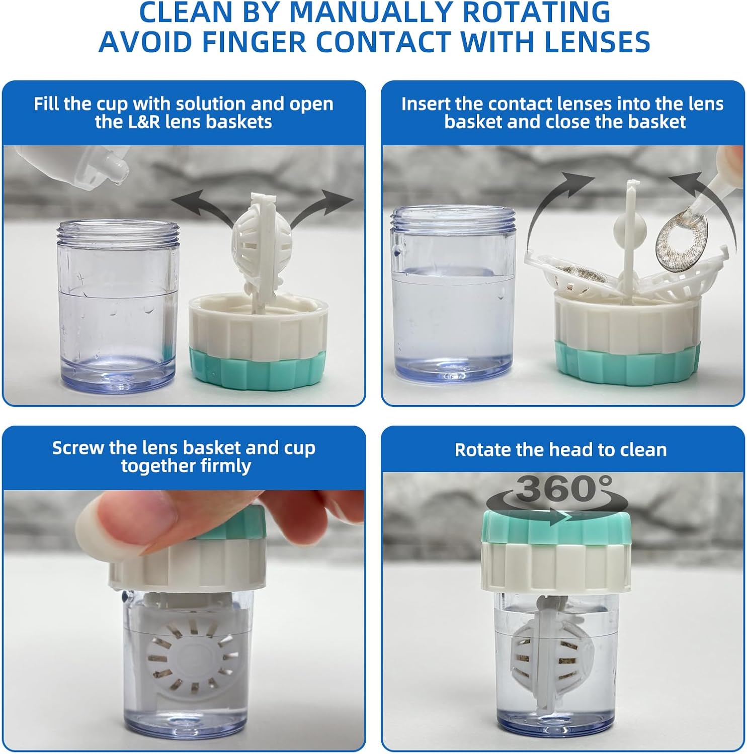 Contact Lens Travel Storage with Cleaner Washer, Leakproof Portable Contact Box with Mirror Tweezers Remover Tool Solution Bottle for Daily Outdoor
