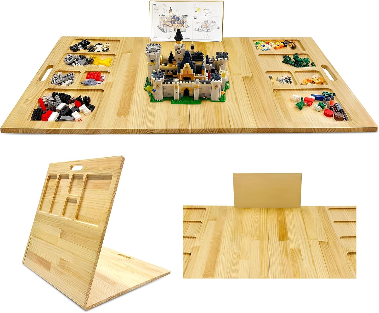 Building Baseplate Table with Storage, Large Activity Building Tray Board for Kids, Adults & Seniors, Multi-Functional Sensory Play Table for Organizing and Displaying Creative Projects