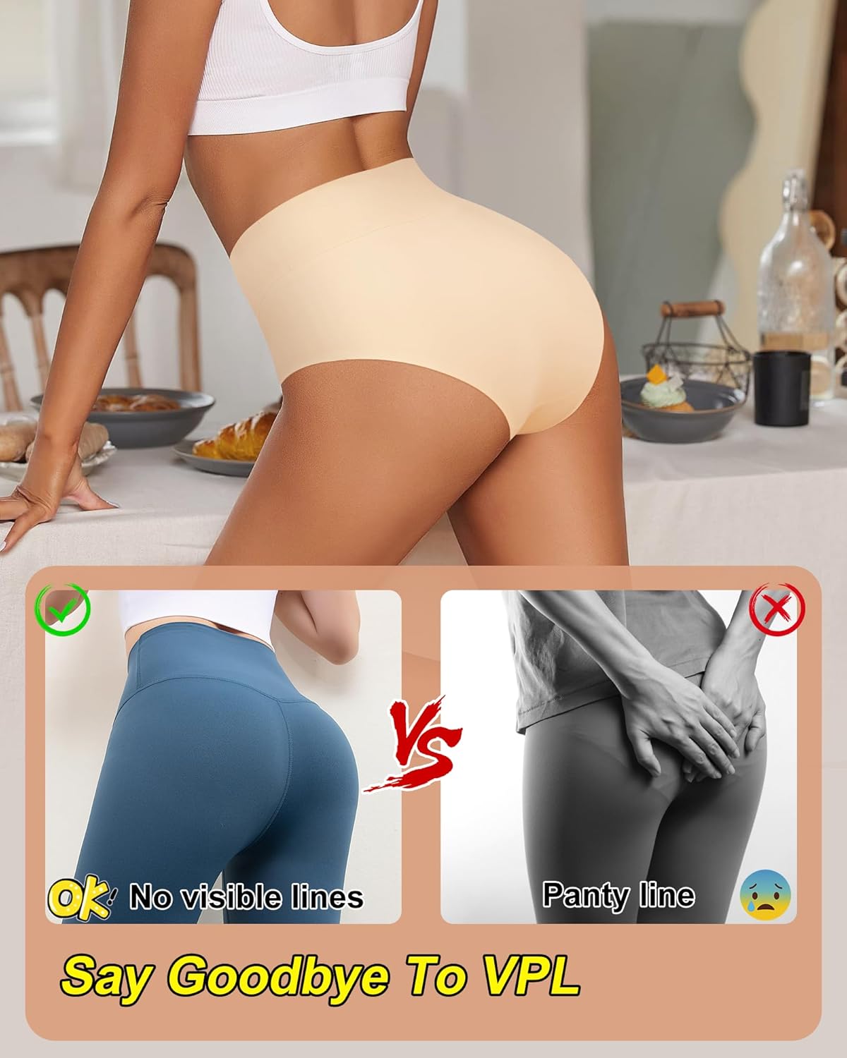 LEVAO Women Tummy Control Panties High Waist Seamless Underwear Full Coverage Brief No Show Postpartum Panties 4 Pack S-XXL - Image 5