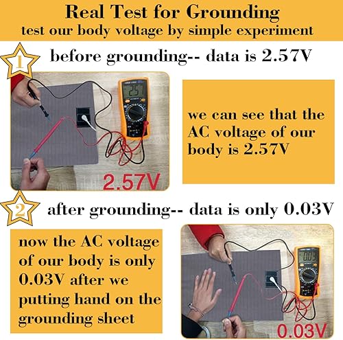 Miniatura 6 de Hoja de conexión a tierra 5% fibra plateada con cable de tierra, hojas de conexión a tierra para un mejor sueño y salud nativa (35 x 90 pulgadas).